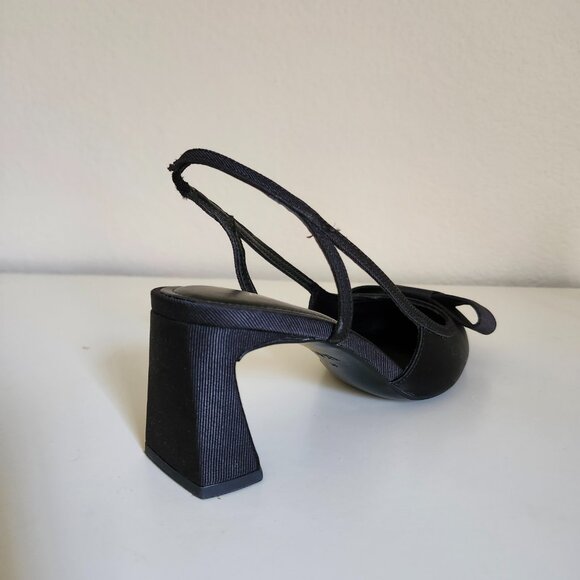ZARA Bow Block Heel Slingbacks | Black - Picture 4 of 9